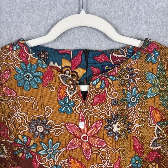 Dewi Fortuna Tunic Top XXL Batik Floral Textured Artsy Gypsy Bali Print Boho - Picture 5 of 12